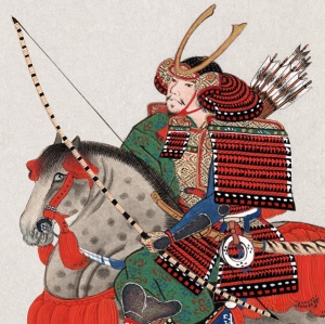 Tokugawa Yoshimune pratiquant le Yabusame (art du tir à l'arc à cheval)